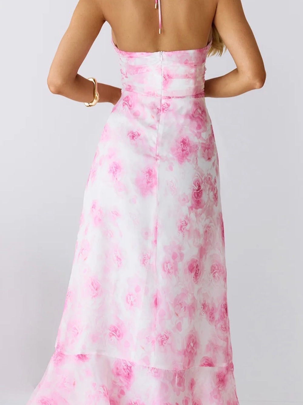 Hello Molly Strawberry Pop Pink Halter Maxi Dress - Picture 4 of 4